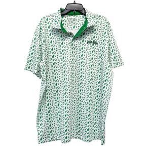Old Row Men's #1 Pregamer Green &‎ White Printed Polo Short Sleeve Size 3XL